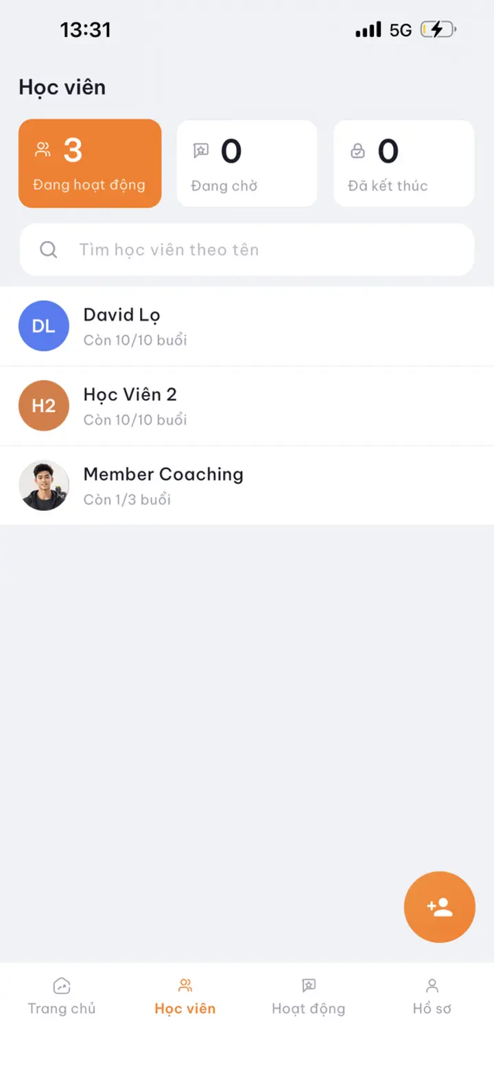 Danh sách học viên của PT